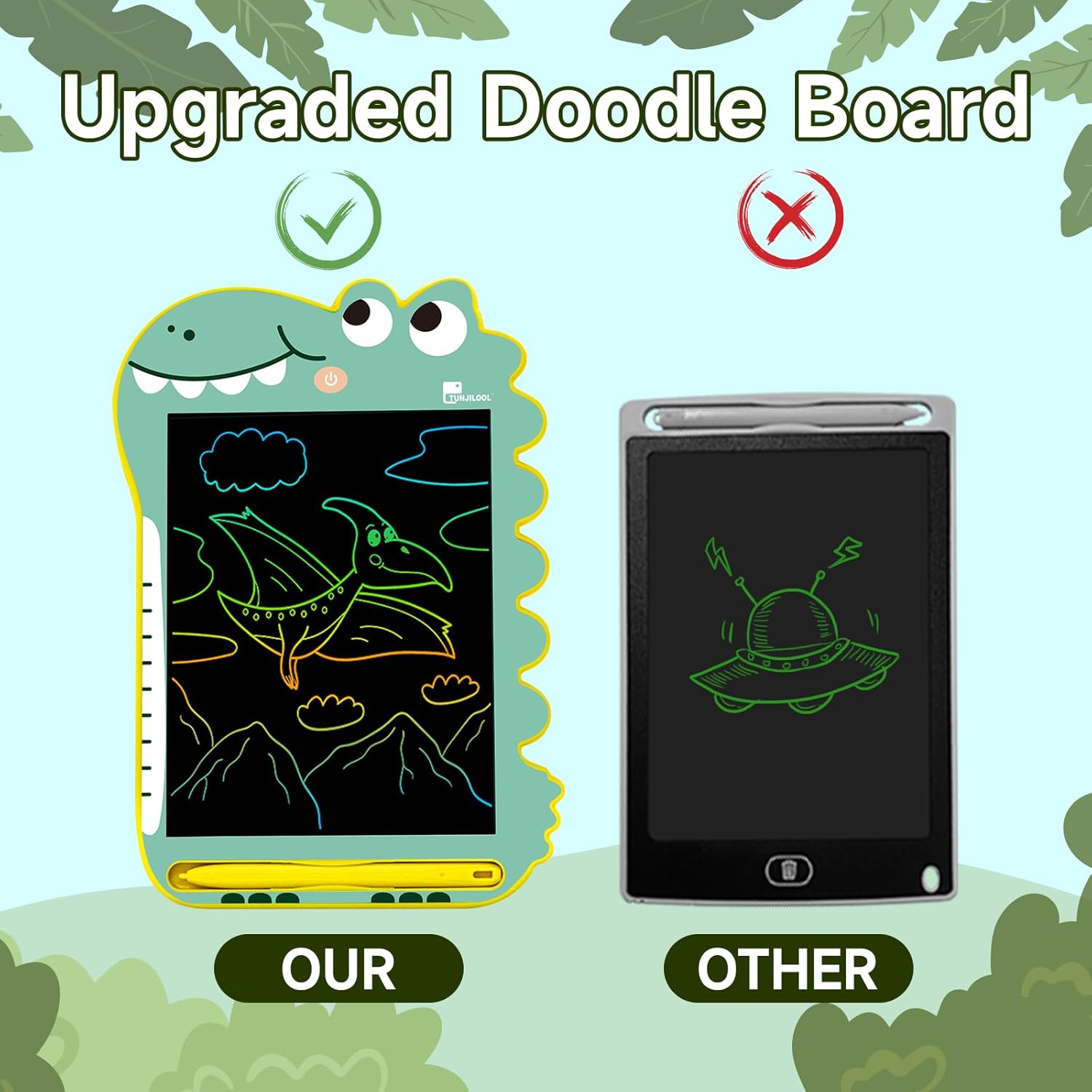 TUNJILOOL 8.5 Inch LCD Writing Tablet Dinosaur Drawing Board, Reusable Erasable Doodle Pad for Home School Travel Use