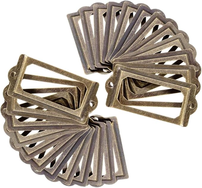 40Pcs Drawer Tag Antique Bronze Metal Label for Name Plates Apothecary