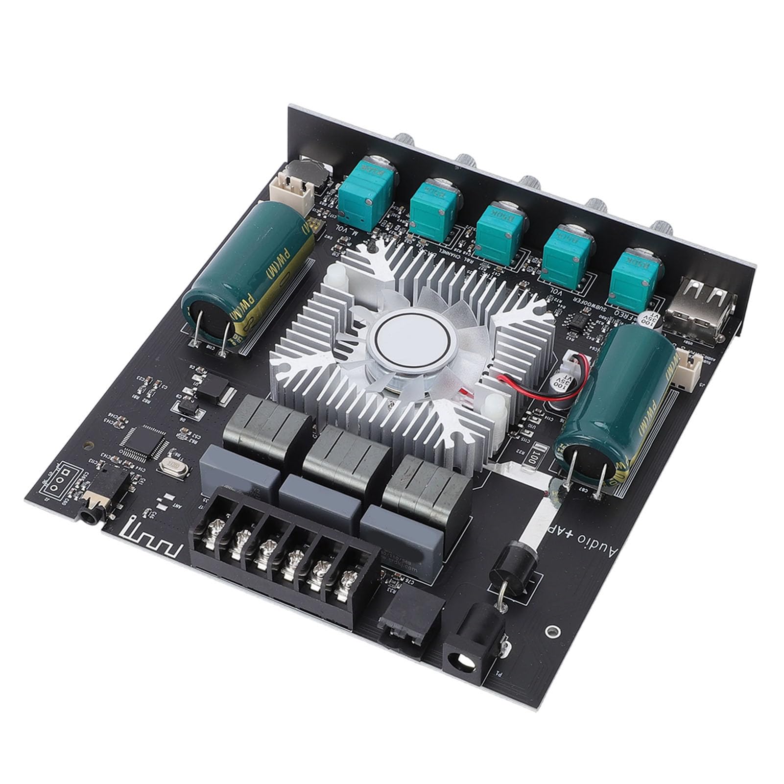 Módulo Amplificador Bluetooth Potente Amplificador de Potencia de Audio de 2.1 Canales para Entusiastas del Cine en Casa PCB de Cobre Tapa de 5 Perillas para de Sonido