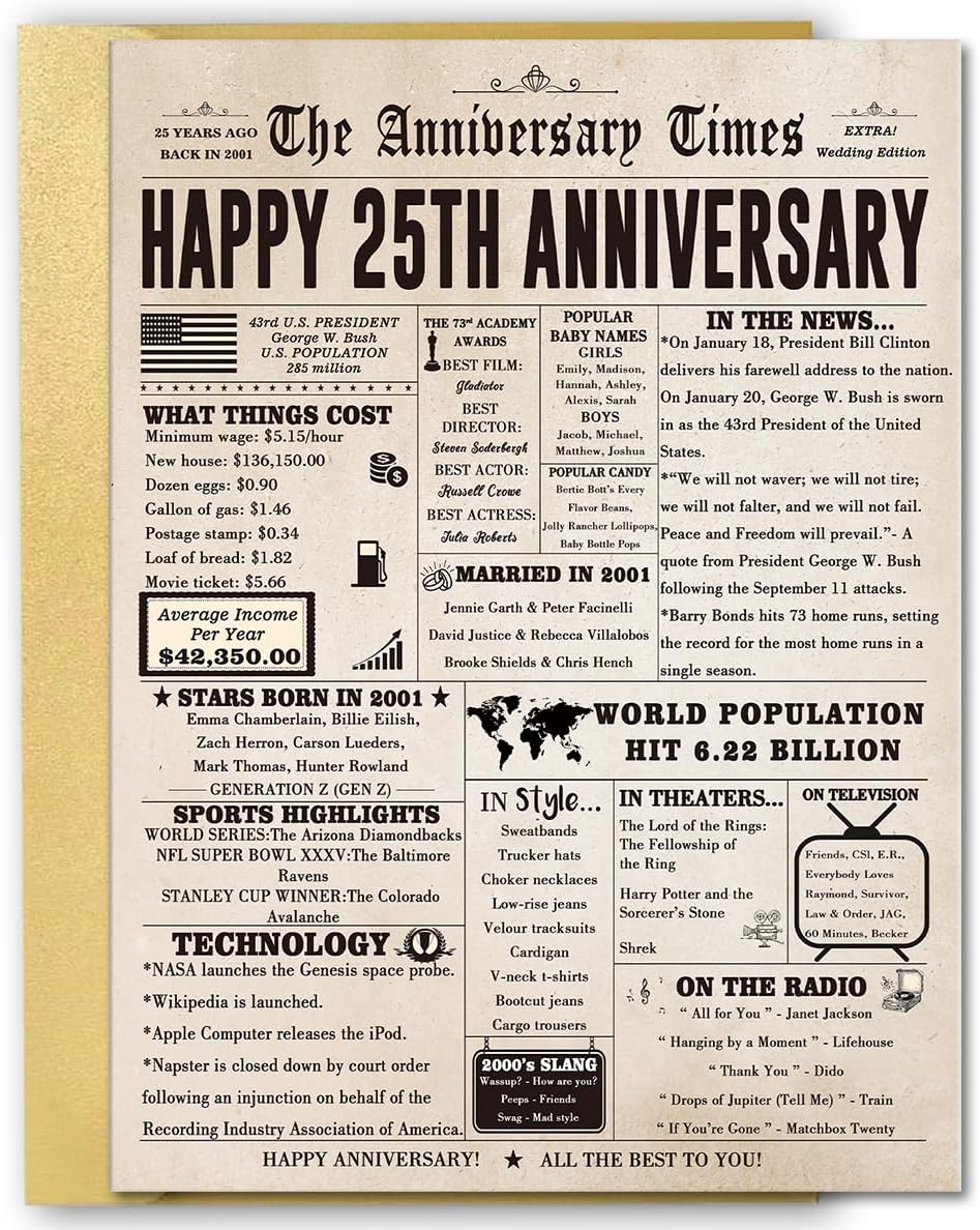 FANCYLUCKY Jumbo 25th Anniversary Card for Husband Wife Couples, Big 25 Year Anniversary Card Gifts for Dad Mom Parents, Romantic Silver Wedding Gifts for Husband Wife