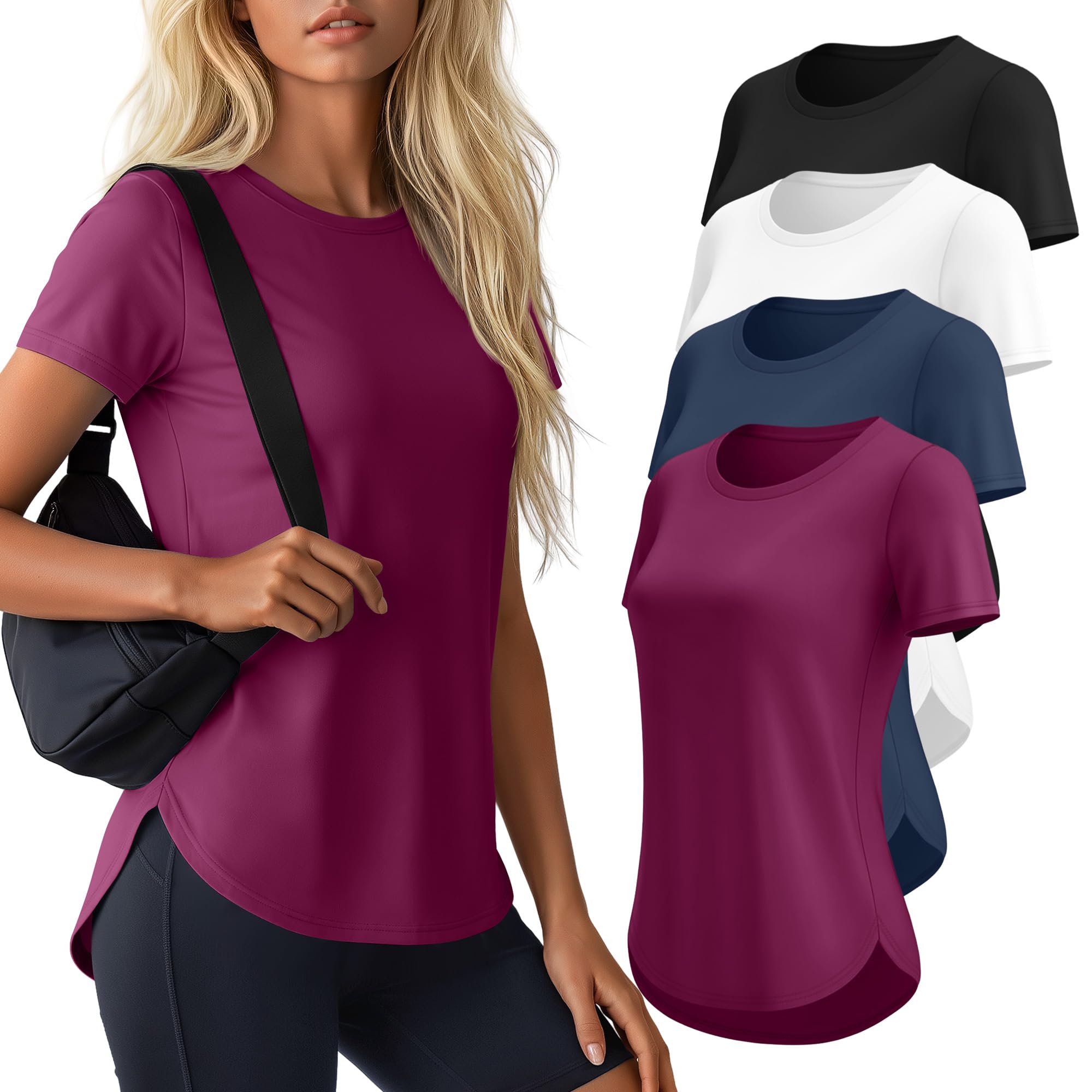 Locoowai 4 Pack Split Hem Tees