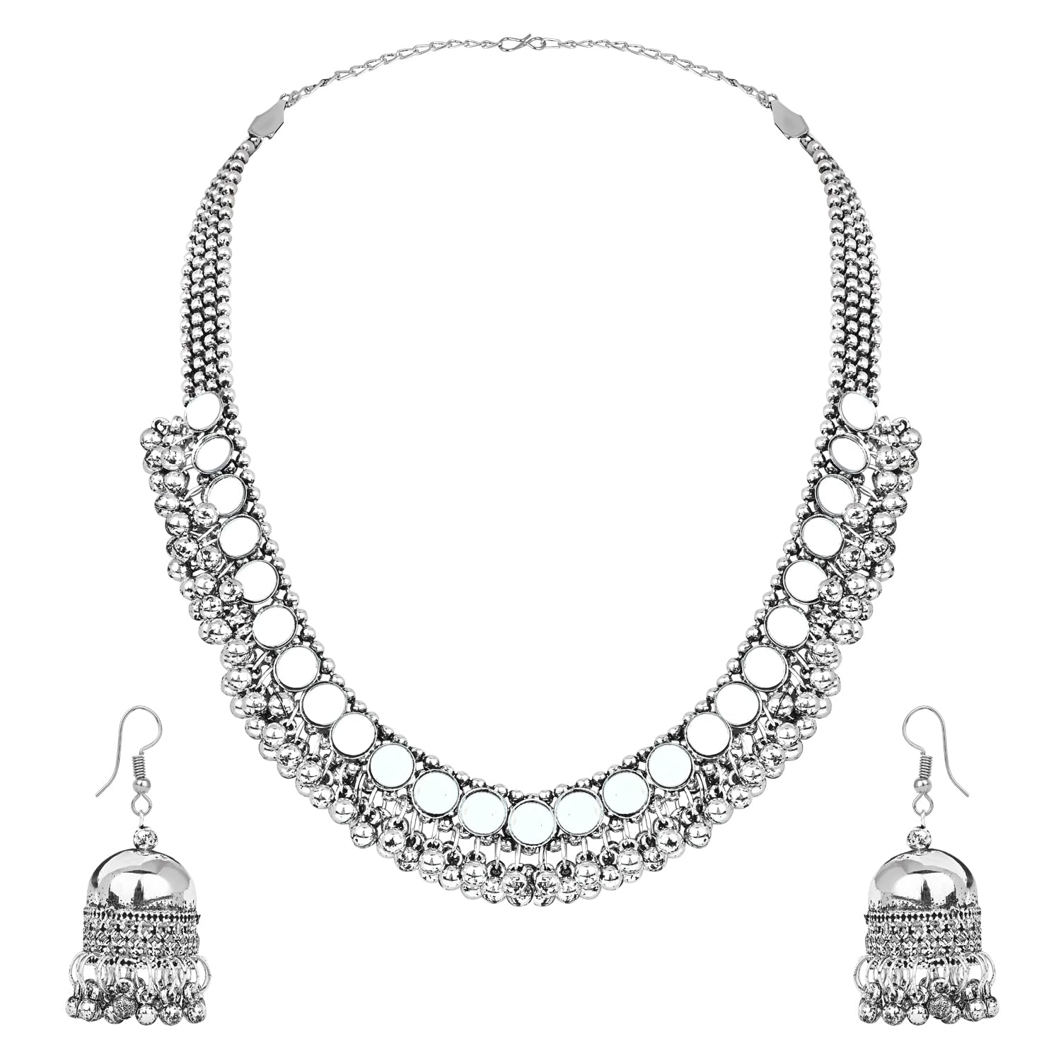 I Jewels Navratri Ethnic Silver Oxidised Floral Design Ghungroo Long Necklace Jewellery With Jhumka Earrings Set For Women/Girls (MC158OX) (B0CJ9KJWJC) Amazon Price History, Amazon Price Tracker