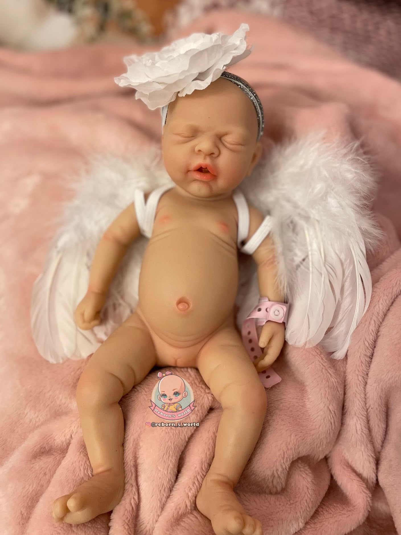 Bebe Reborn Silicona Blanda Platino Cuerpo Completo Ojos Abiertos Boca Abierta Zoe Niña - 33cm / 1kg (Pack Premium)