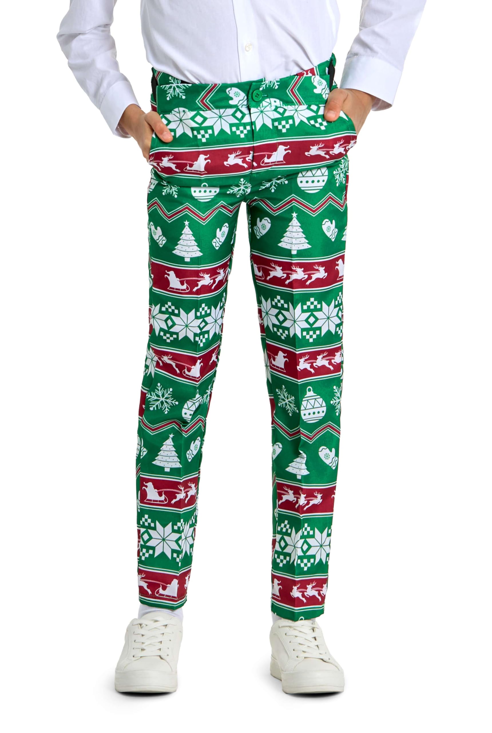 Suitmeister Jungen Weihnachtsanzug - Weihnachten Festive Nordic - Tailliert Party Kostüme - Grün, Weiß