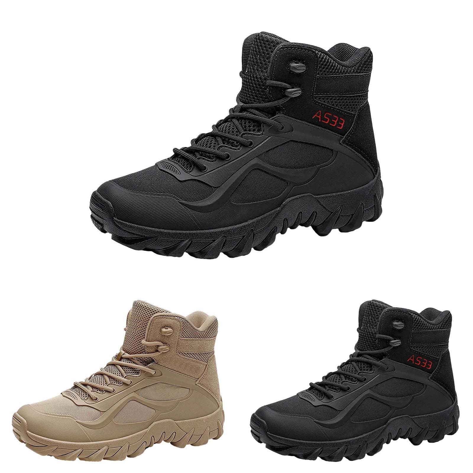 Botas de tobillo para hombre, botas de senderismo con cordones