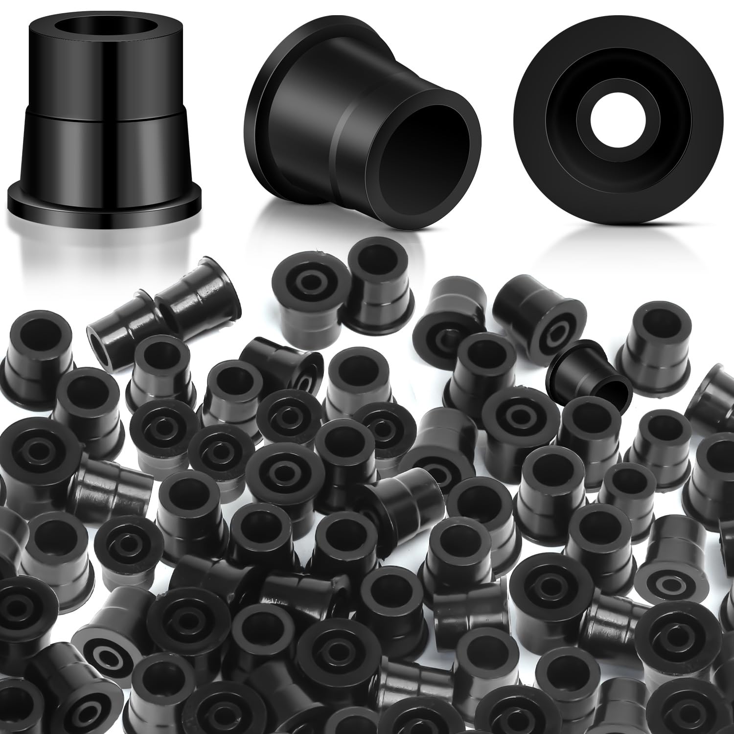 lizenoz 700Pcs Deck Balusters Connectors for 3/4" OD Round Balusters Staircase Black Baluster Adapter Made of Black PA Material Hollow Round Aluminum Balusters for Deck Railing Connectors