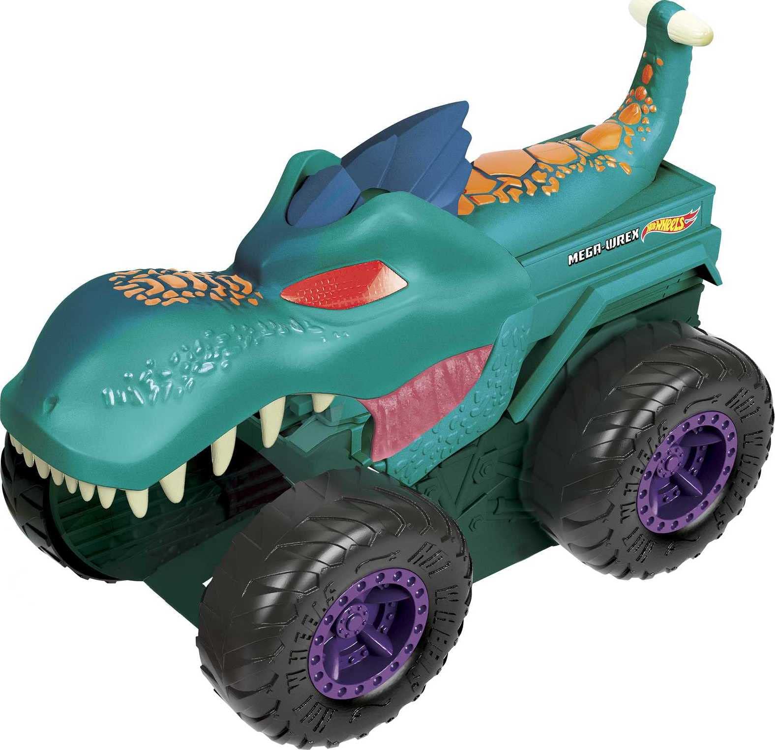 Hot Wheels Monster Trucks Car Chompin' Mega Wrex Giant Vehicle, Lights and Sound Effects,, 164