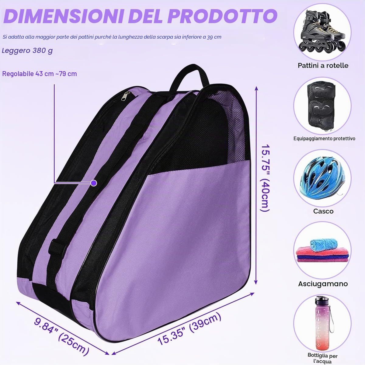 Borsa Porta Pattini a 4 Rotelle Borsa Per Pattini In Linea Borsa Pattini a Rotelle Borsa a Rullo Per Pattini Unisex Borsa Trasporto Per Pattini Per Donne Uomini Bambini