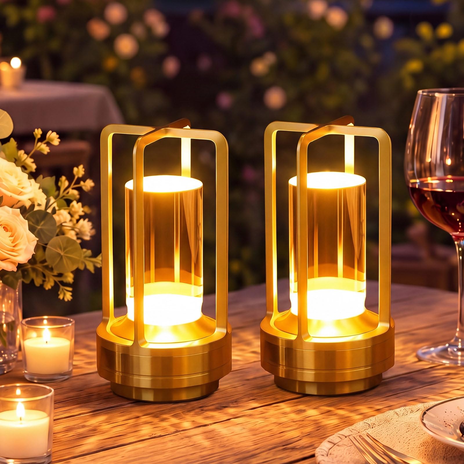 Riakrum 2 Pack Cordless Table Lamp Rechargeable LED Light, Lantern