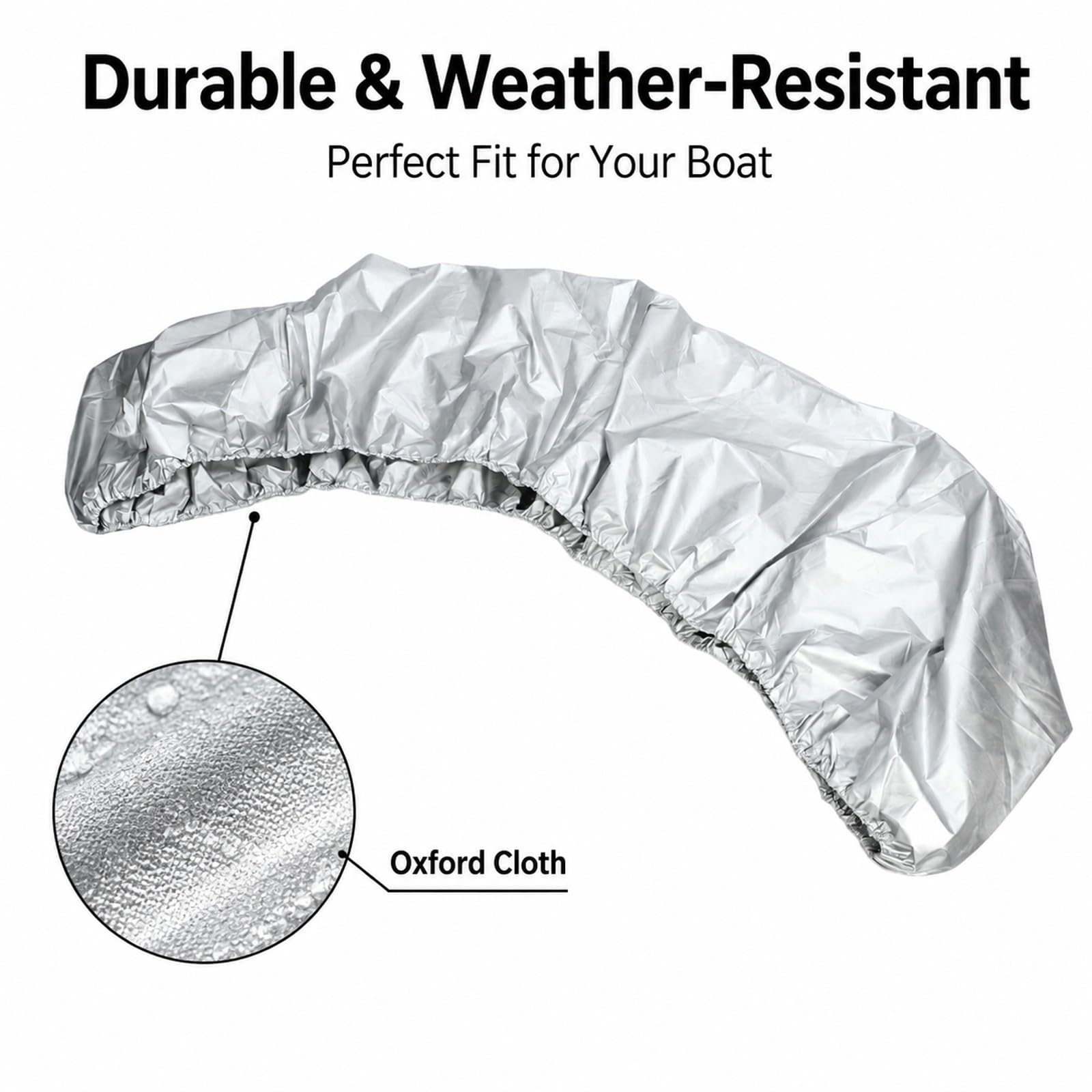 Housse Bateau Imperméable 2,6 -, Toile Oxford Argente, Protection Contre UV et Poussière - Résistante à L’Eau, Durable, Parfaite pour Voilier et Barque (2,6-3m)