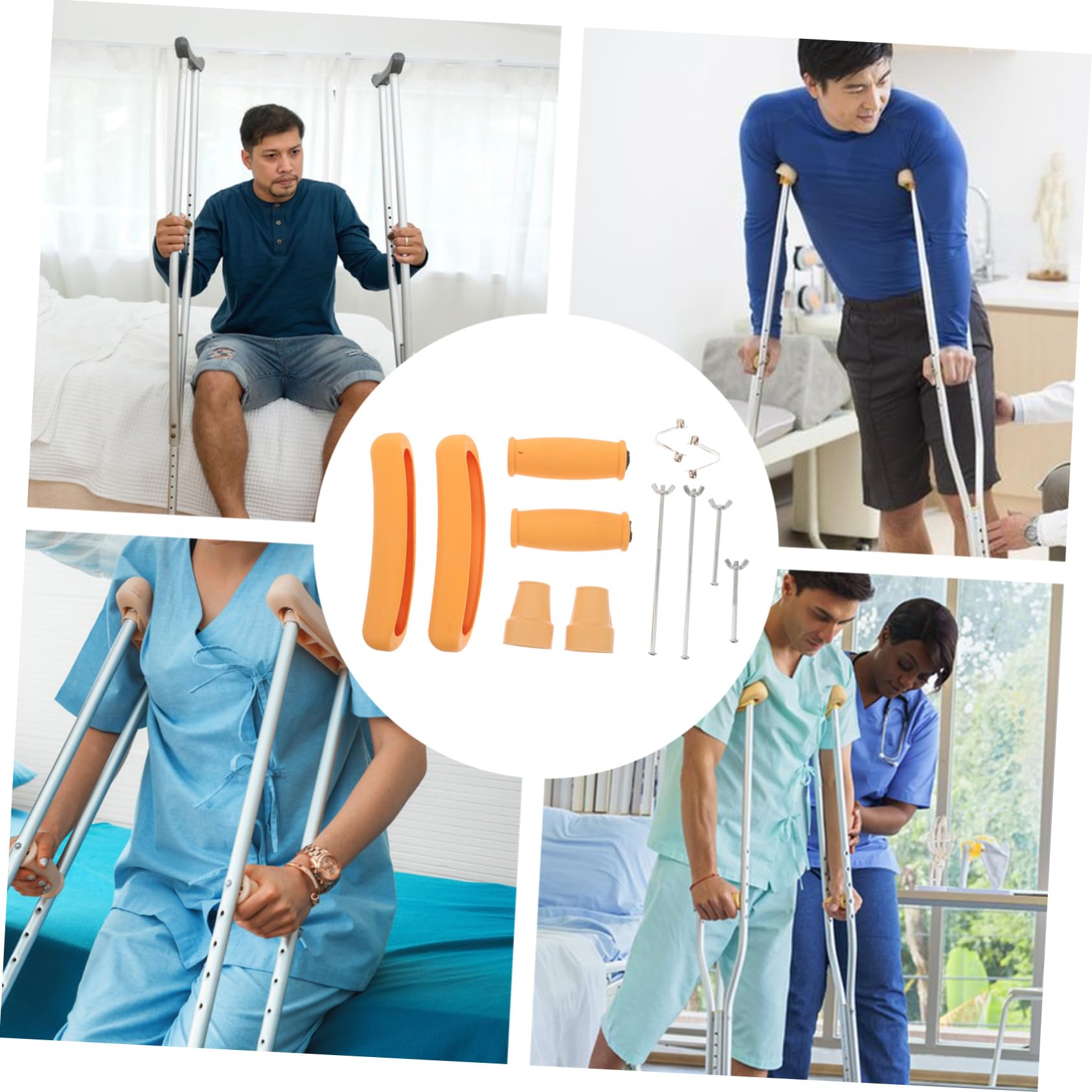 Piezas de Repuesto para Muletas, Juego 1, Goma y Metal | Empuñadura Ergonómica, Puntas y Almohadillas Reemplazables, para Bastón y Andador