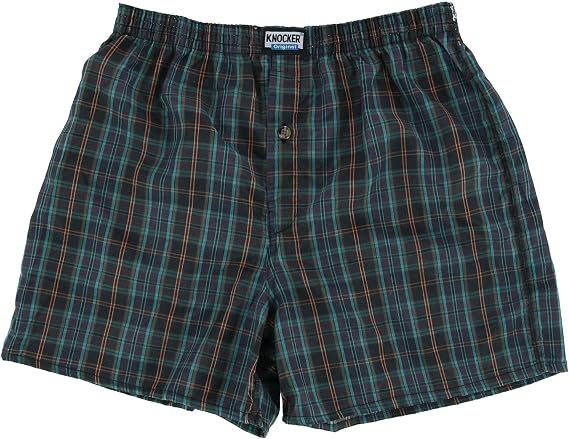 Knocker Men's Classic Plaid Cotton Boxer Shorts Underwear