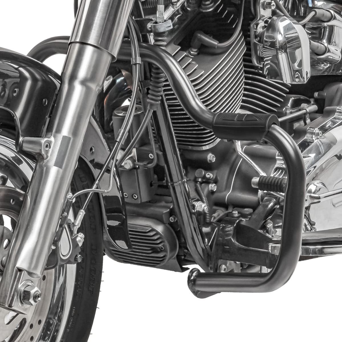Defensa de Motor Compatible para Harley Davidson Fat Boy 2000-2017 Mustache Nero