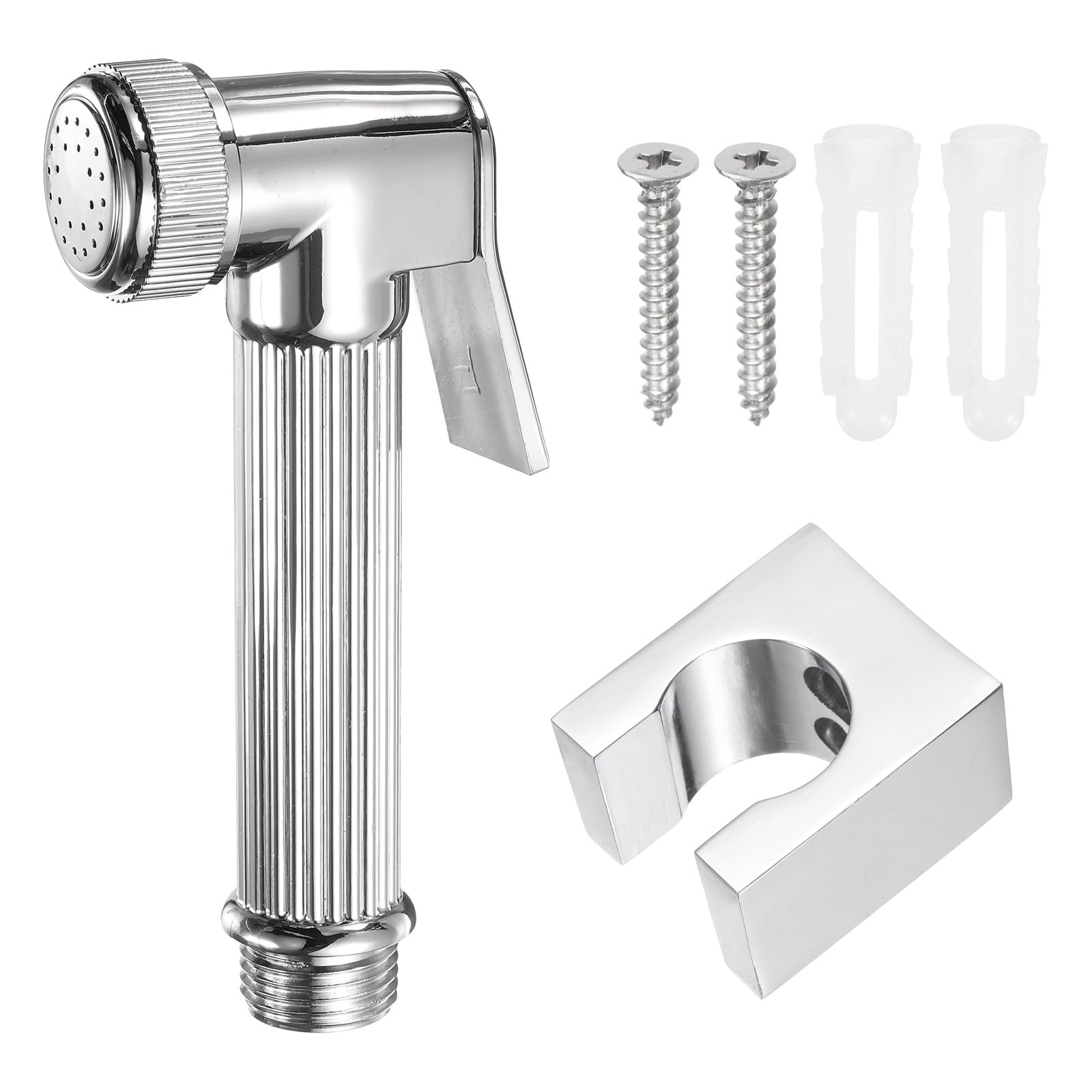 uxcell Bidet Sprayer for Toilet Handheld Jet Sprayer Kit Zinc Alloy Faucets for Bidet Toilet Bathroom and Personal Cleaning,Silver