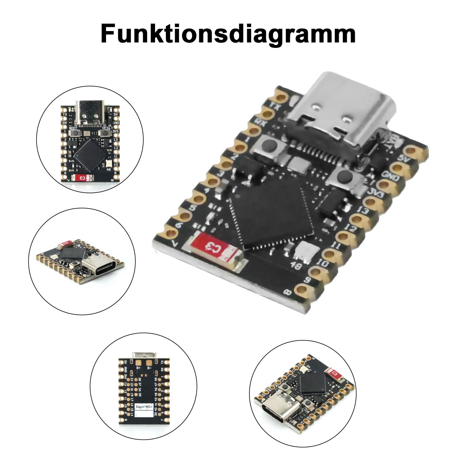 ESP32-S3 - Mini scheda di sviluppo WiFi Bluetooth IoT con processore Dual Core 160 MHz Running Frequency Development Board ard, 2,4 GHz Wi-Fi Mini scheda madre (3 pezzi)