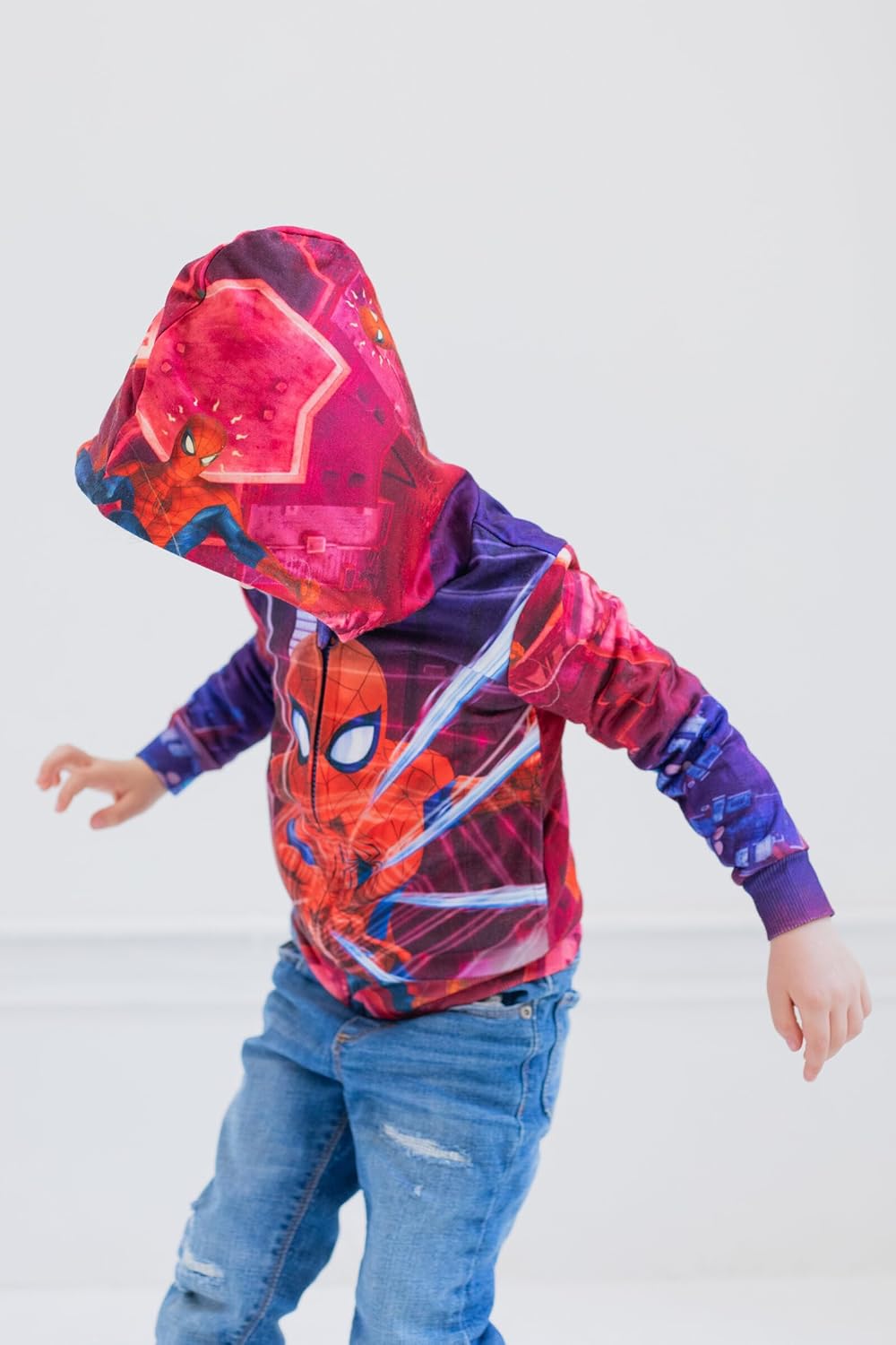 Marvel Spider-Man Fleece Zip Up Cosplay Hoodie Toddler to Big Kid - Image 4