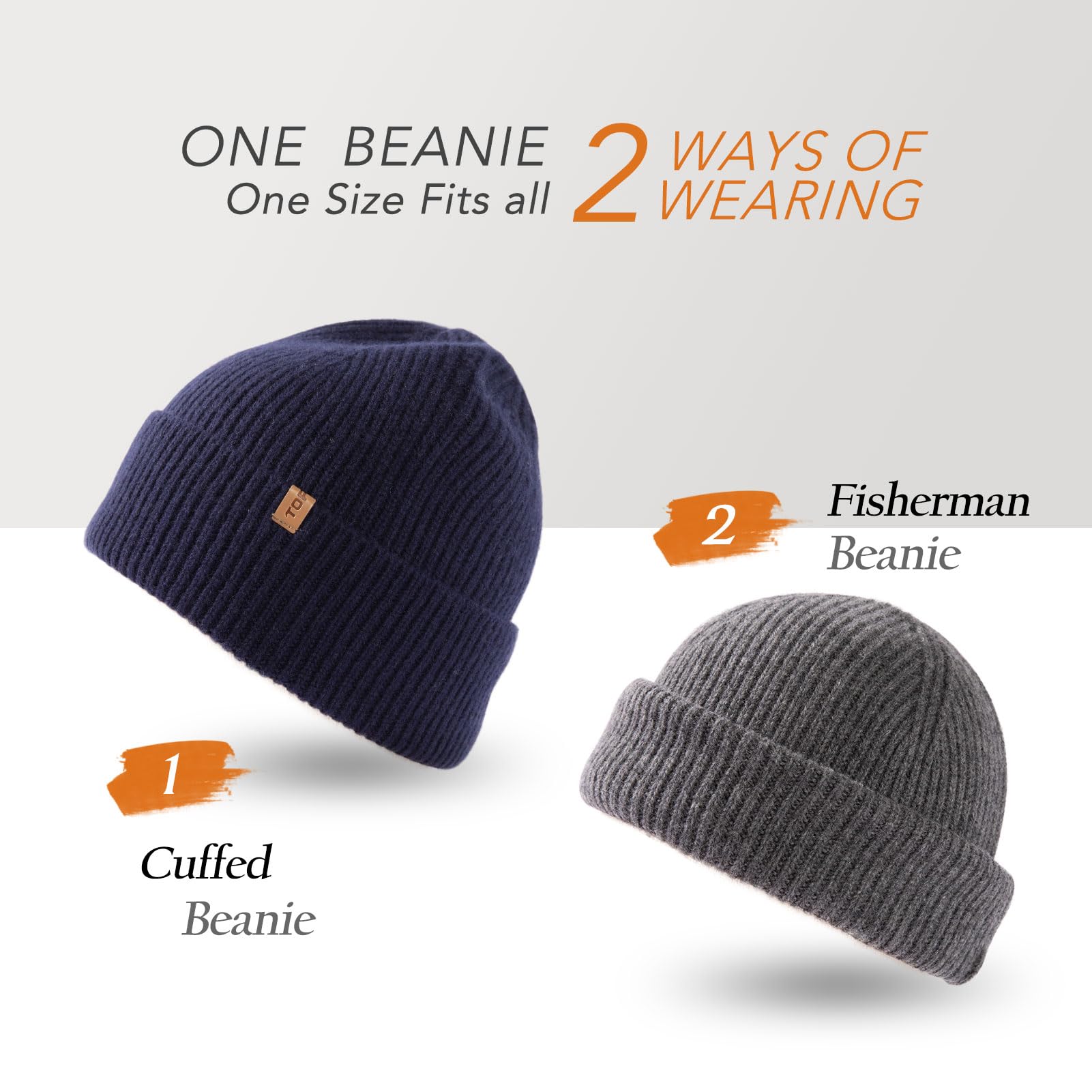 TOP-EX Gorro de invierno unisex de lana merino de cachemira, de gran tamaño, con diseño de calavera