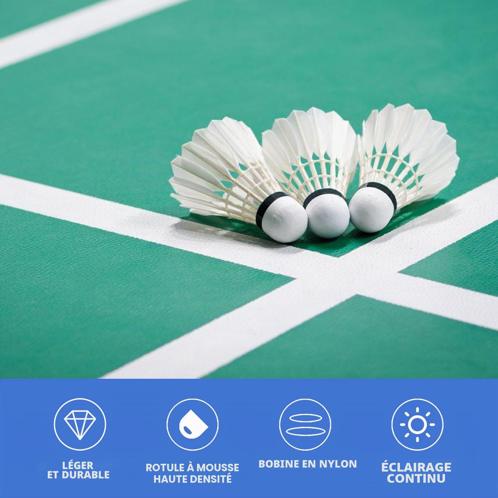 Volants de Badminton, 12 Balle de Badminton Blanches, Volants Durables et Stables, Idéal pour Entraînement et Loisirs