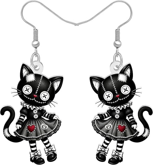 Acrylic Spooky Day of the Dead Creepy Doll Dangle Earrings Halloween Gifts for Women, Novelty Sugar Skull Witch Voodoo Dolls Design, Gothic Mexican Holiday Costumes Jewelry Accessories