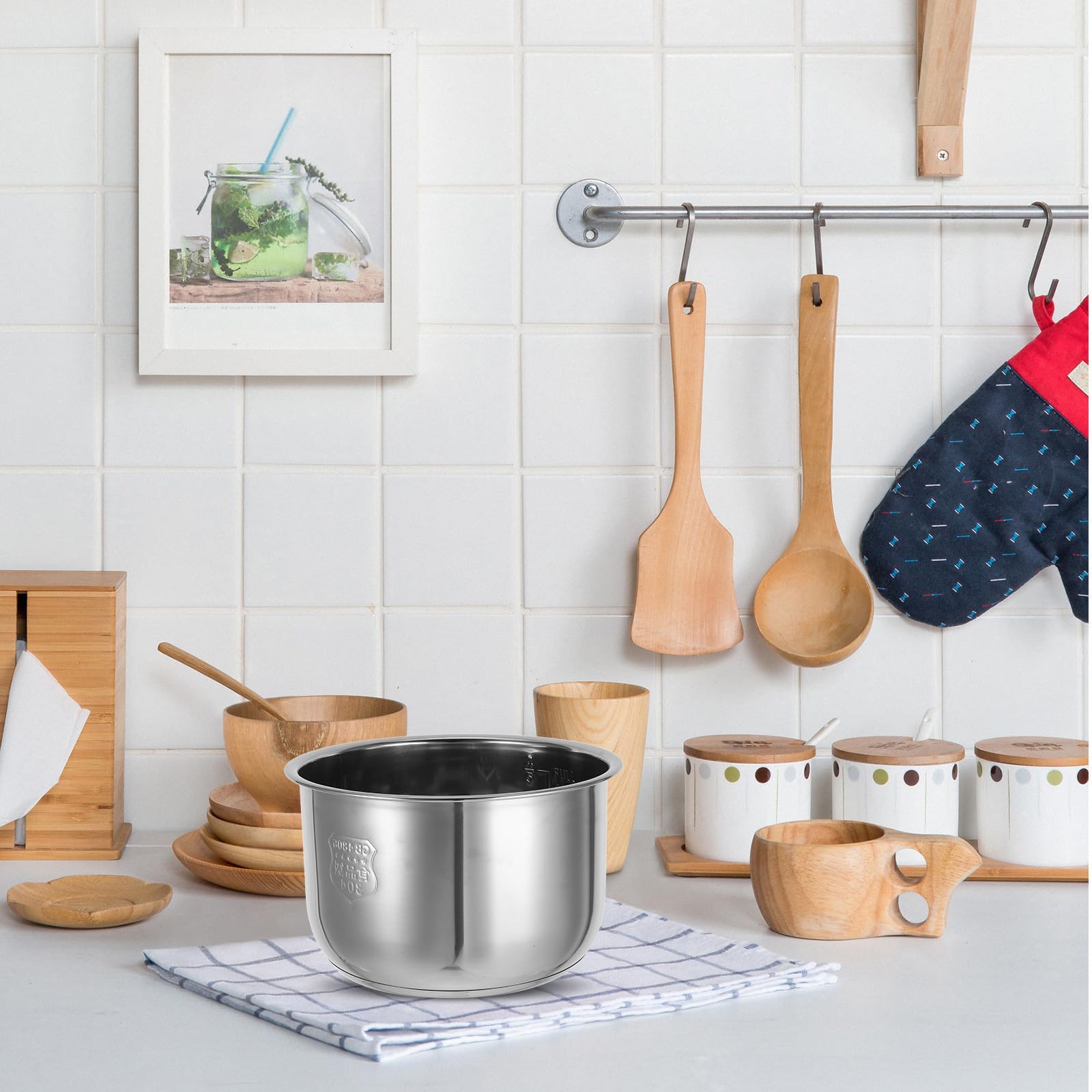 UKCOCO Inserto para Cocinar Arroz de Acero Inoxidable 4l Plata