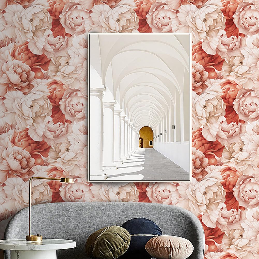 SOEWIOU Floral Peel and Stick Wallpaper,300 * 44.5cm Removable Waterproof Wallpaper Ink Flower Contact Paper for Nursery Home Decorations - Image 3