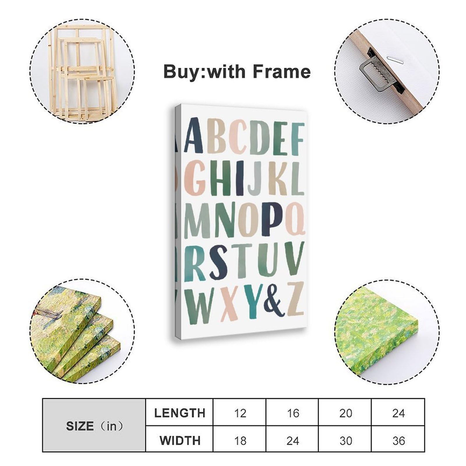 LNYLSJ Poster éducatif ABC Alphabet pour l'école à la maison et la salle de jeux