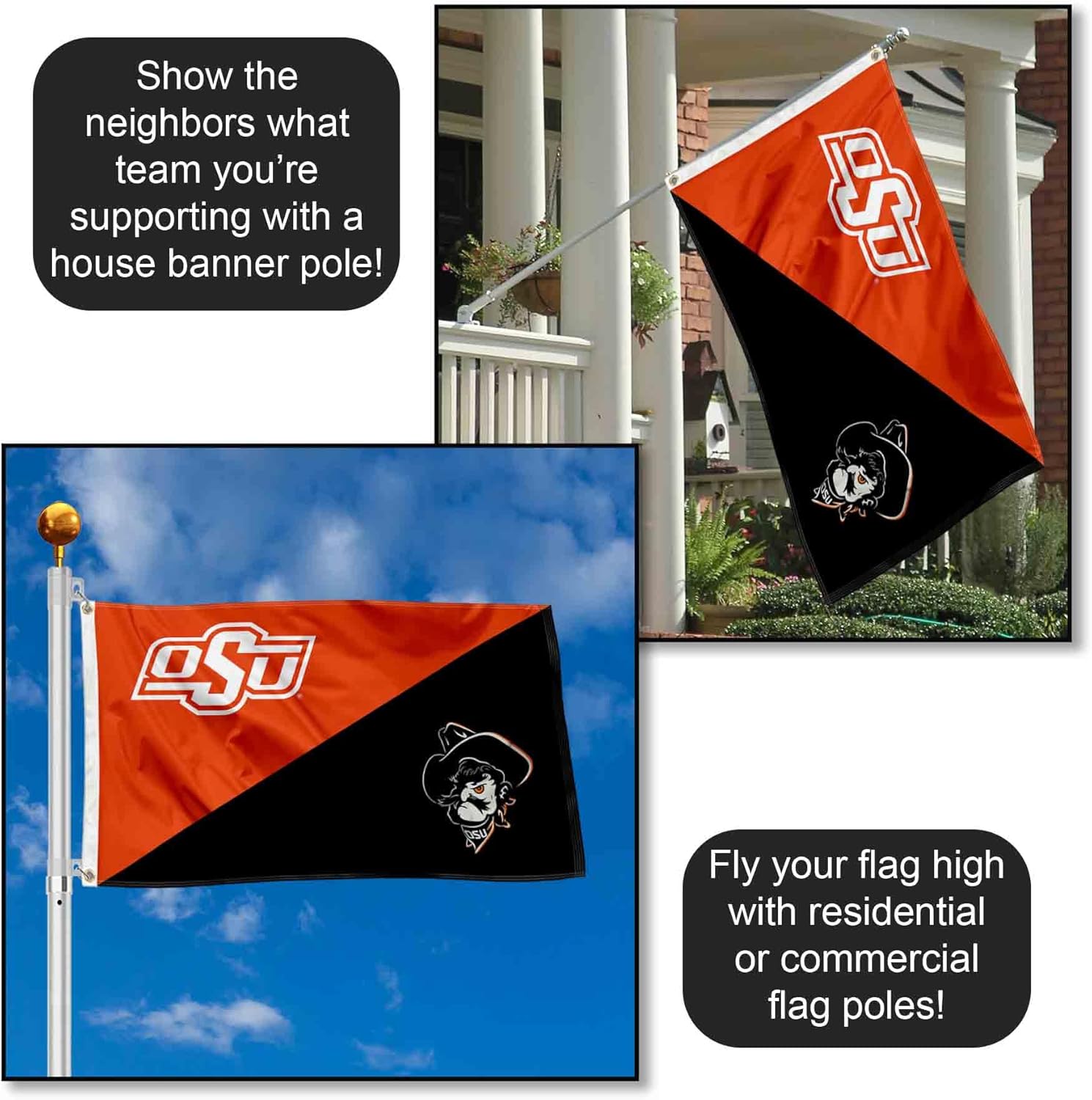 Oklahoma State Cowboys Pistol Pete Mascot Flag
