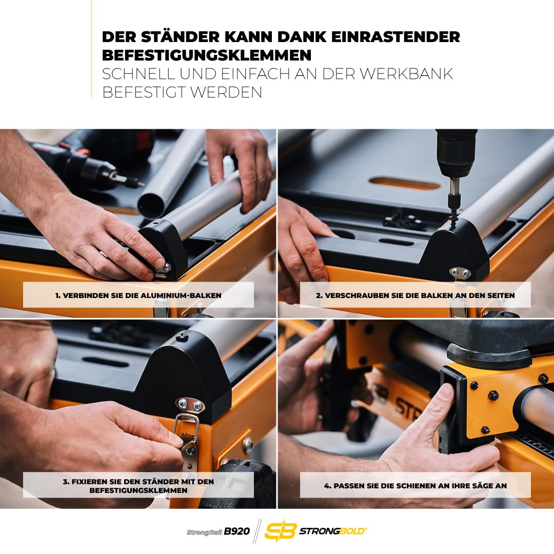 StrongBench B910 + StrongRail B920 Tavolo da officina multifunzione Banco da lavoro regolabile in altezza con piattaforma di lavoro regolabile in altezza Banco da lavoro pieghevole