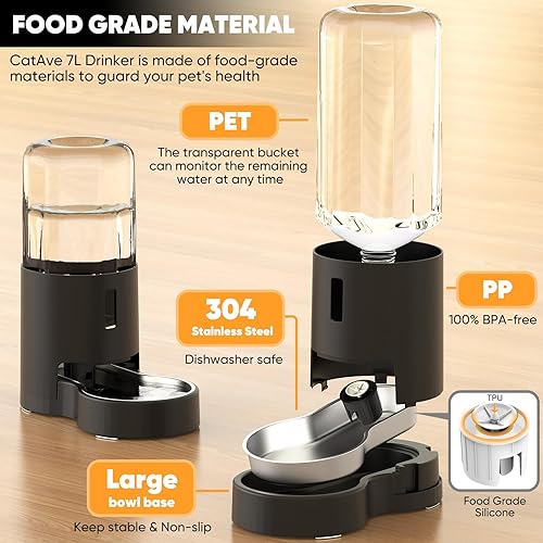 Miniatura 3 de Cuenco dispensador automático de agua para perros, dispensador de agua para mascotas por gravedad con cuenco de acero inoxidable, sin derrames,