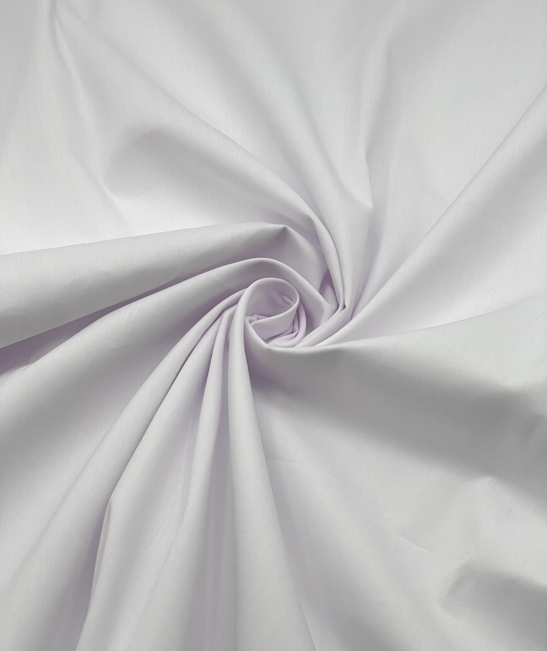 EOVEA - Cotton Polyester Fabric by The Yard – 60" Wide Broadcloth Fabric, Soft, Lightweight & Breathable Material for Lining, Curtains, Bedding, Skirts, Sewing Projects (White, 5 Yard)