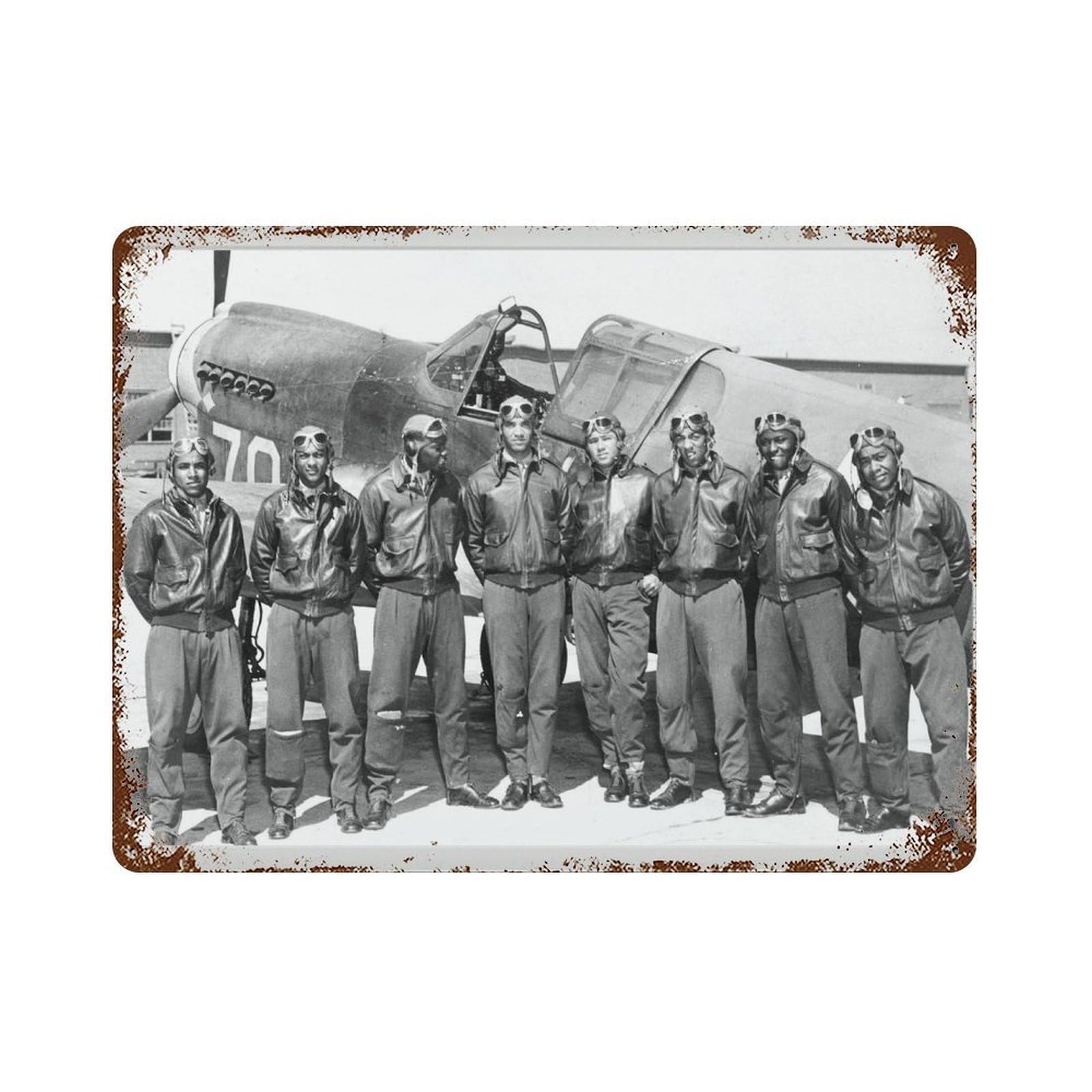 xiaoxiaoshen Tuskegee Airmen WWII Photo_ Black History US Army African American Wall Decor Art Metal Tin Poster Modern Home Decor Art Home Bar Shop Decorations Vintage Sign 30x40cm