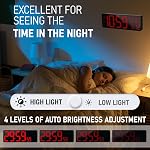 MMKGG Large Digital Wall Clock(1.5CM Number), 42CM LED Wall Clock with Date and Temperature, Count Up/Down Timer with Remote Control, Adjustable Brightness Alarm Clock