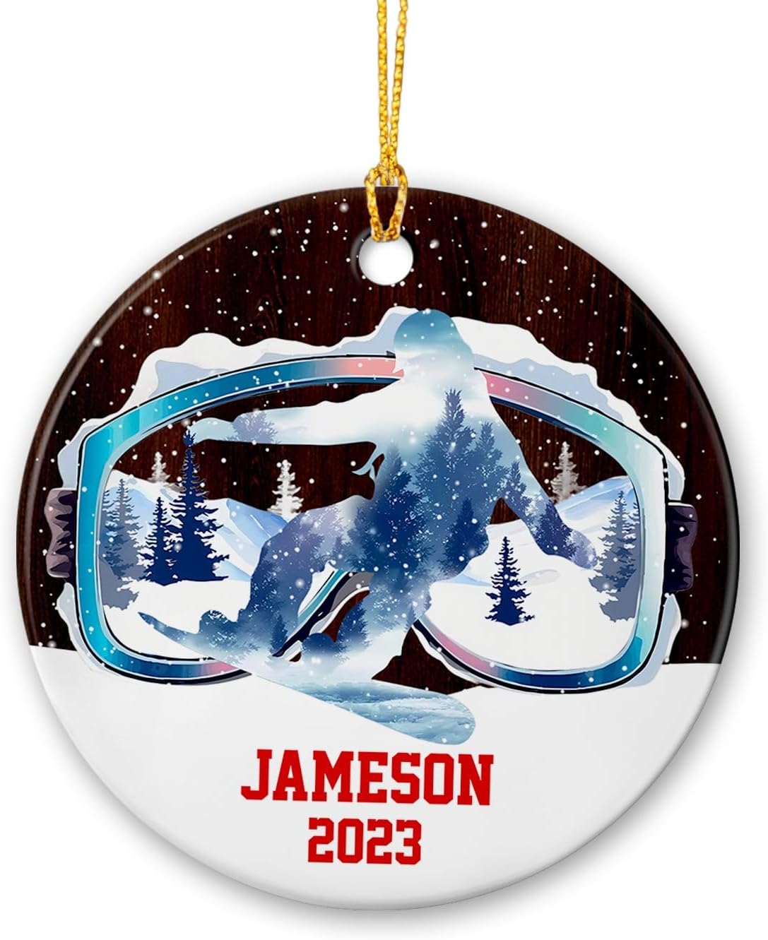 Personalized Goggles Ornament, Skiing and Snowboarding
