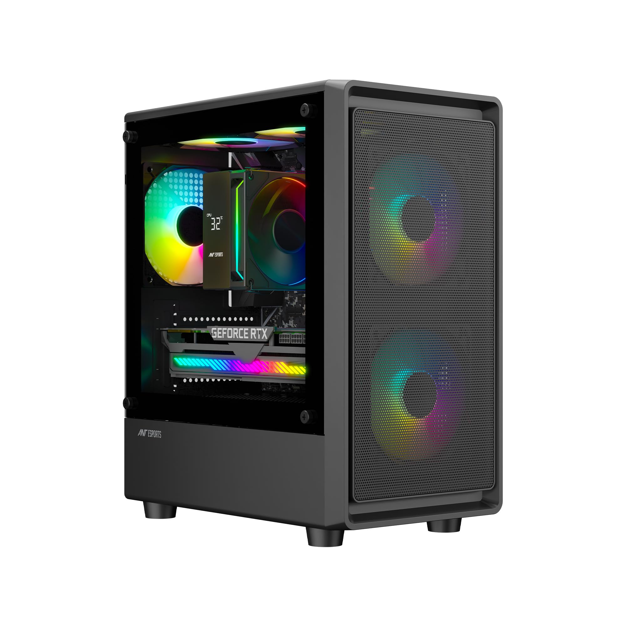 Ant Esports 400 Air Mini | Mini-Tower Computer Case/Gaming Cabinet - Black | Support Micro-ATX, Mini-ITX | Pre-Installed 3 ARGB Fans