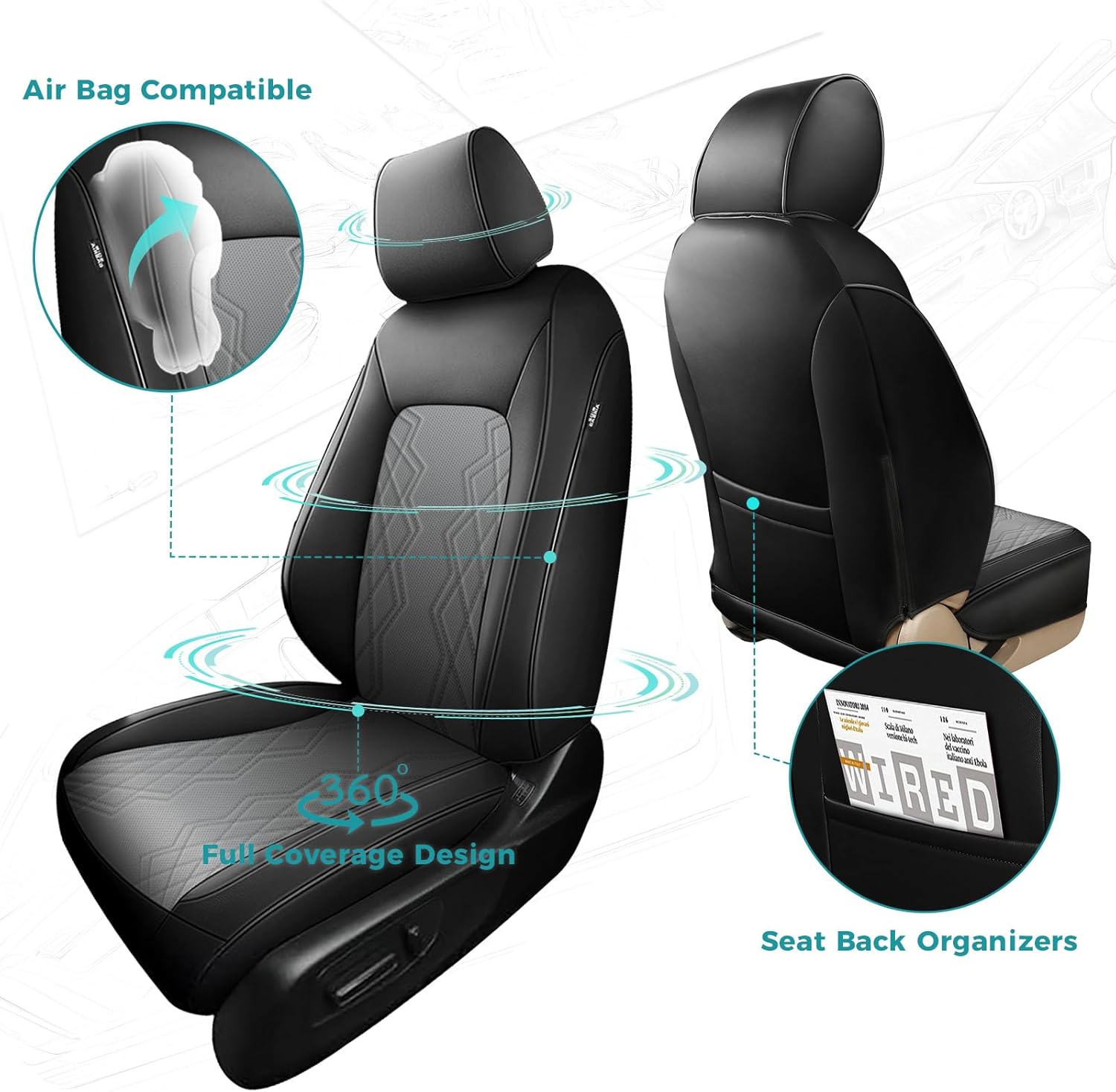 for Honda CRV Seat Covers 2026 2025 2024 2023 - Custom Fit CRV Seat Covers EX-L/EX/LX/Sport/Touring/Special Edition/Trailsport Hybrid & Gas - Waterproof CR-V Seat Cover Full Set - Black Gray
