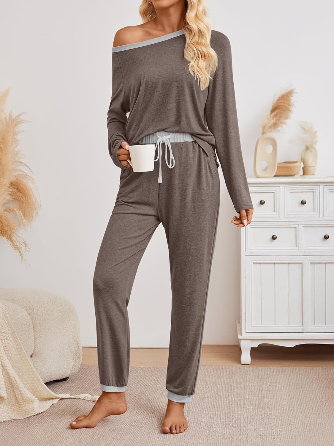 LILLUSORY Womens Pajamas Sets 2 Piece Fall Casual Lounge Pjs Set Sleep Loungewear Winter Long Sleeve Warm Outfits 2026 - Image 5