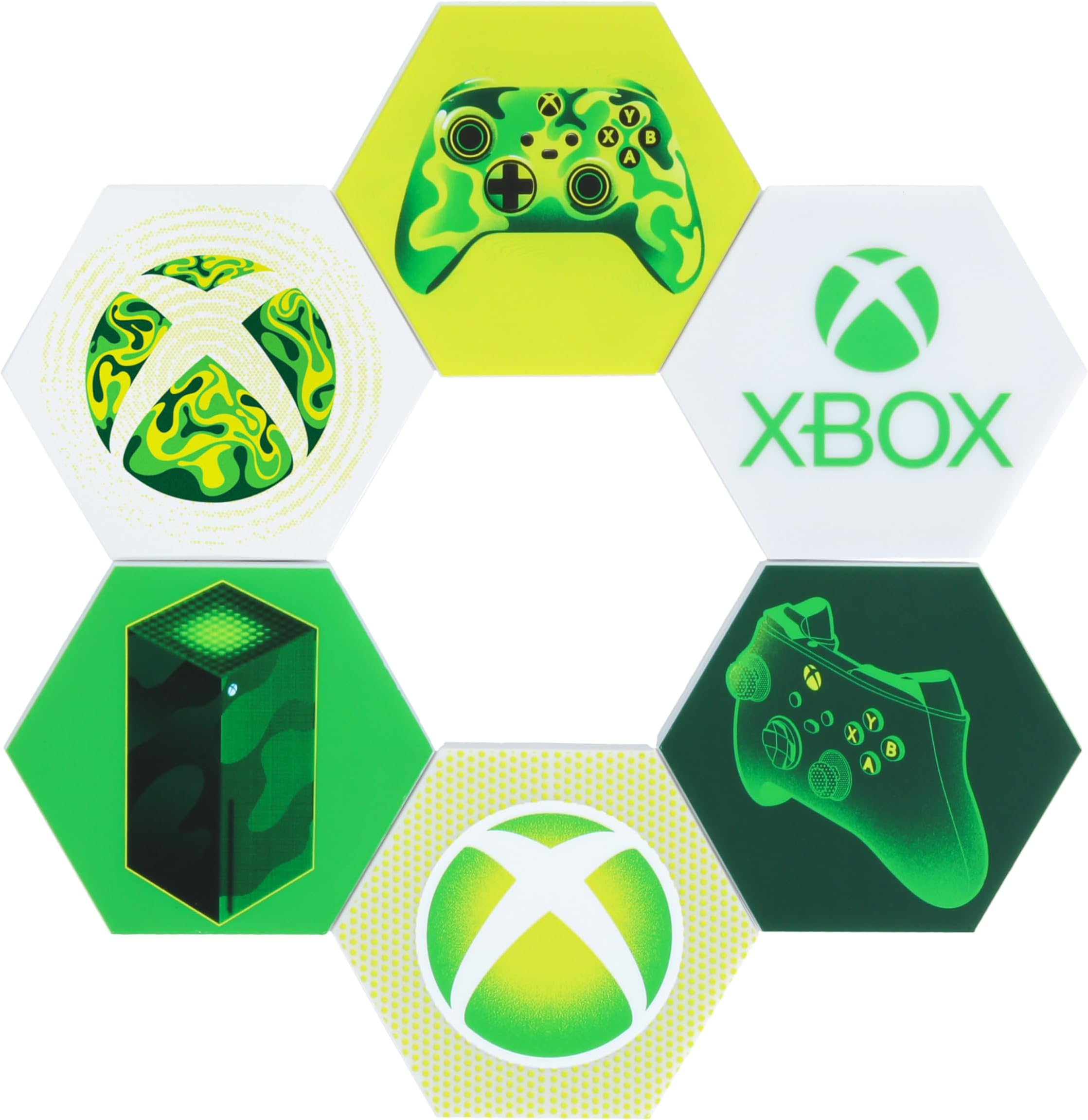 XBOX Paladone Hexagon LED Lights, Free Standing or Wall Mounted, Customizable Decoration for the Game Room with Remote Control Light Change and Music Reactive Modes