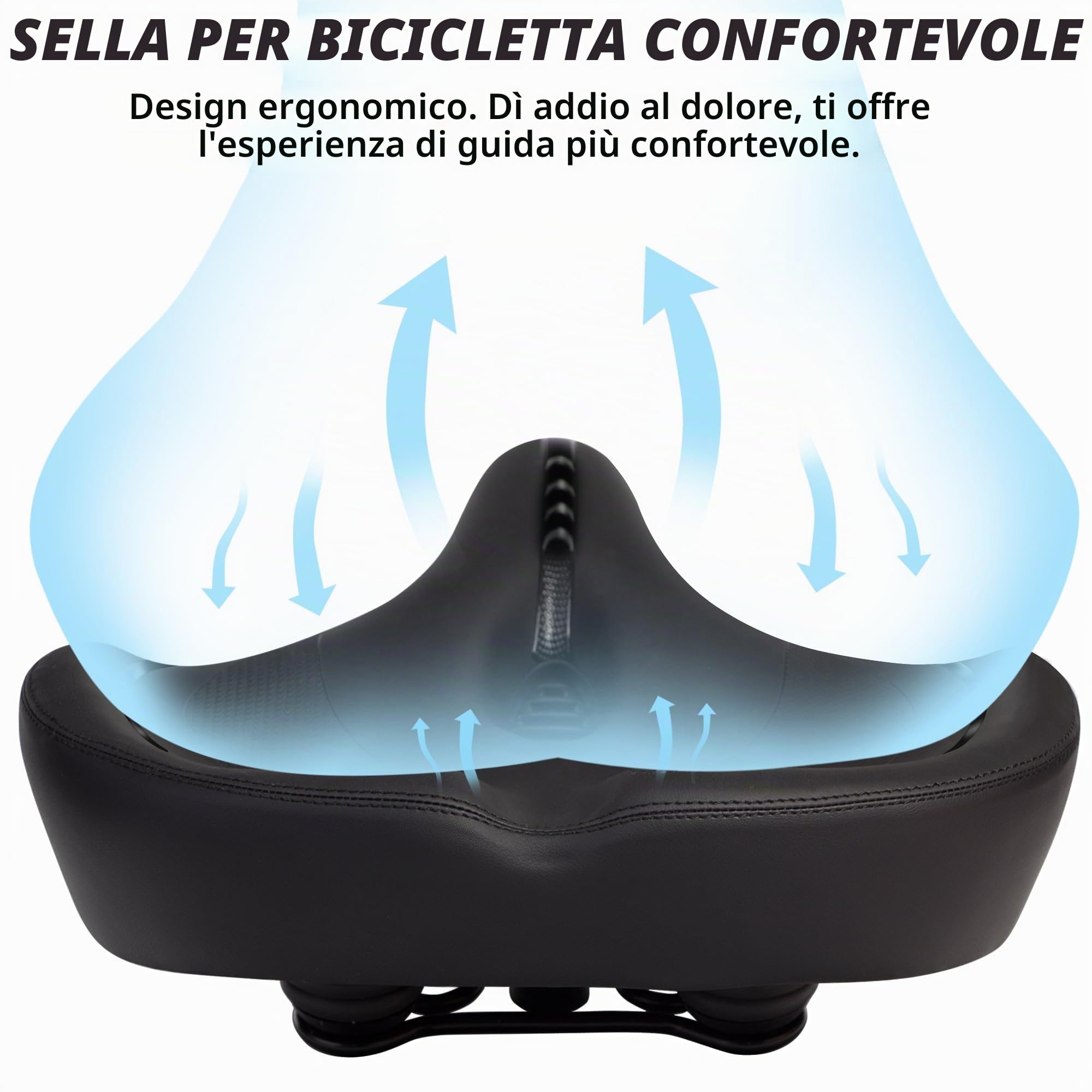 CDYWD Extra larga Sella Bici Comoda Uomo e Donna, Imbottitura Morbido, Con Schienale, Antiprostata, Traspirante, Ergonomica Sedile Bici, Sellino Bici per Biciclette da MTB, City Bike, Ebike, Cyclette