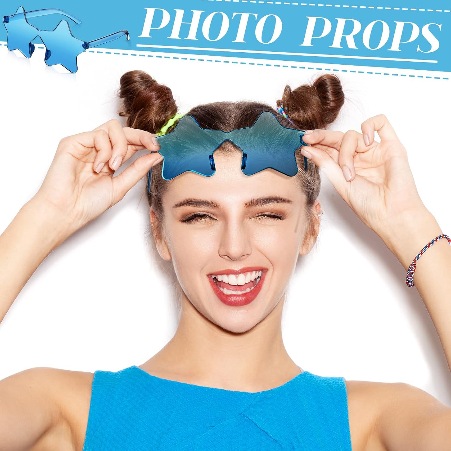 Cindeer 40 Pairs Rimless Star Shape Sunglasses Colorful Transparent Sunglasses Pentagram Glasses for Adult - Image 6