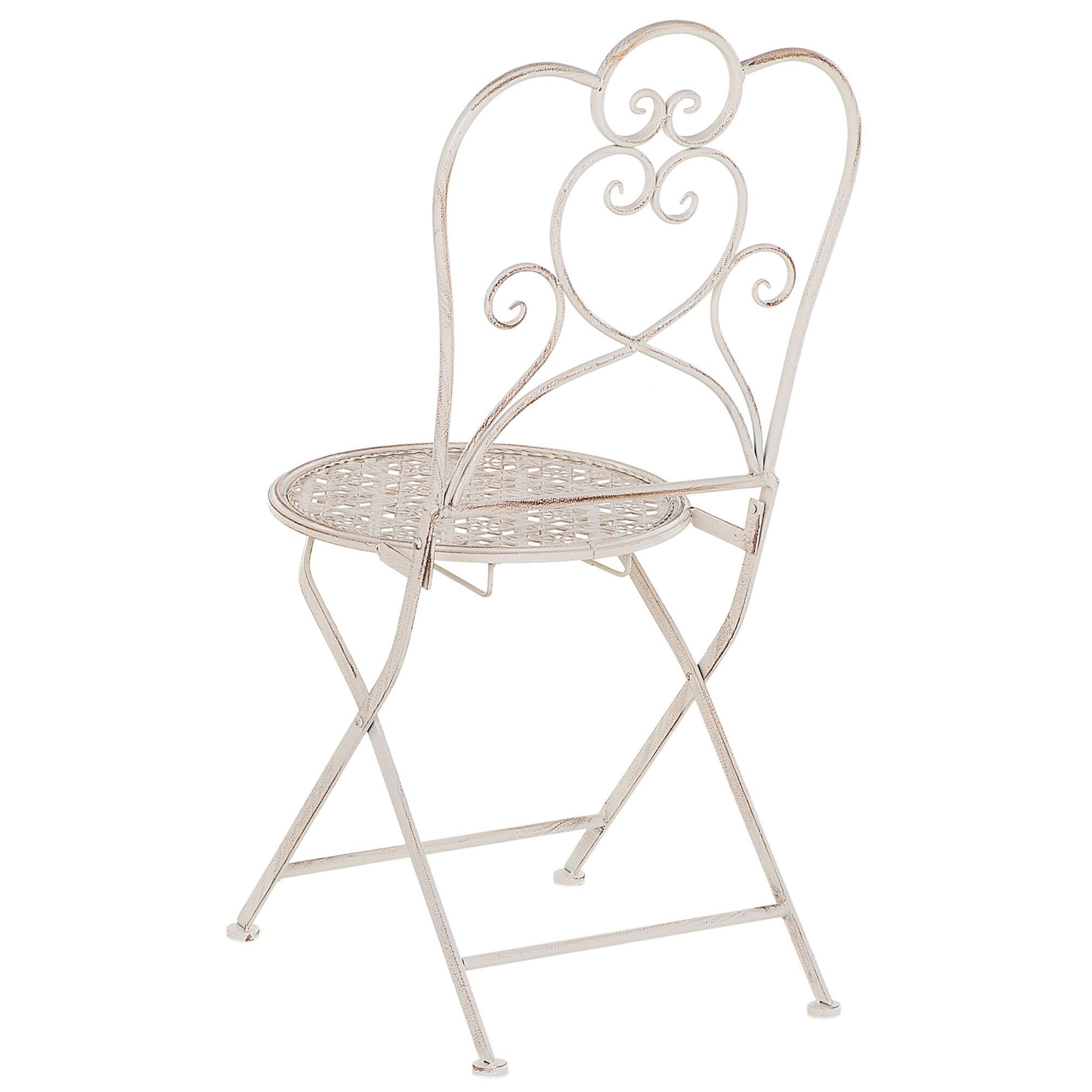 Beliani Ensemble de Jardin 2 Chaises Pliantes Table Assortie Métal Beige