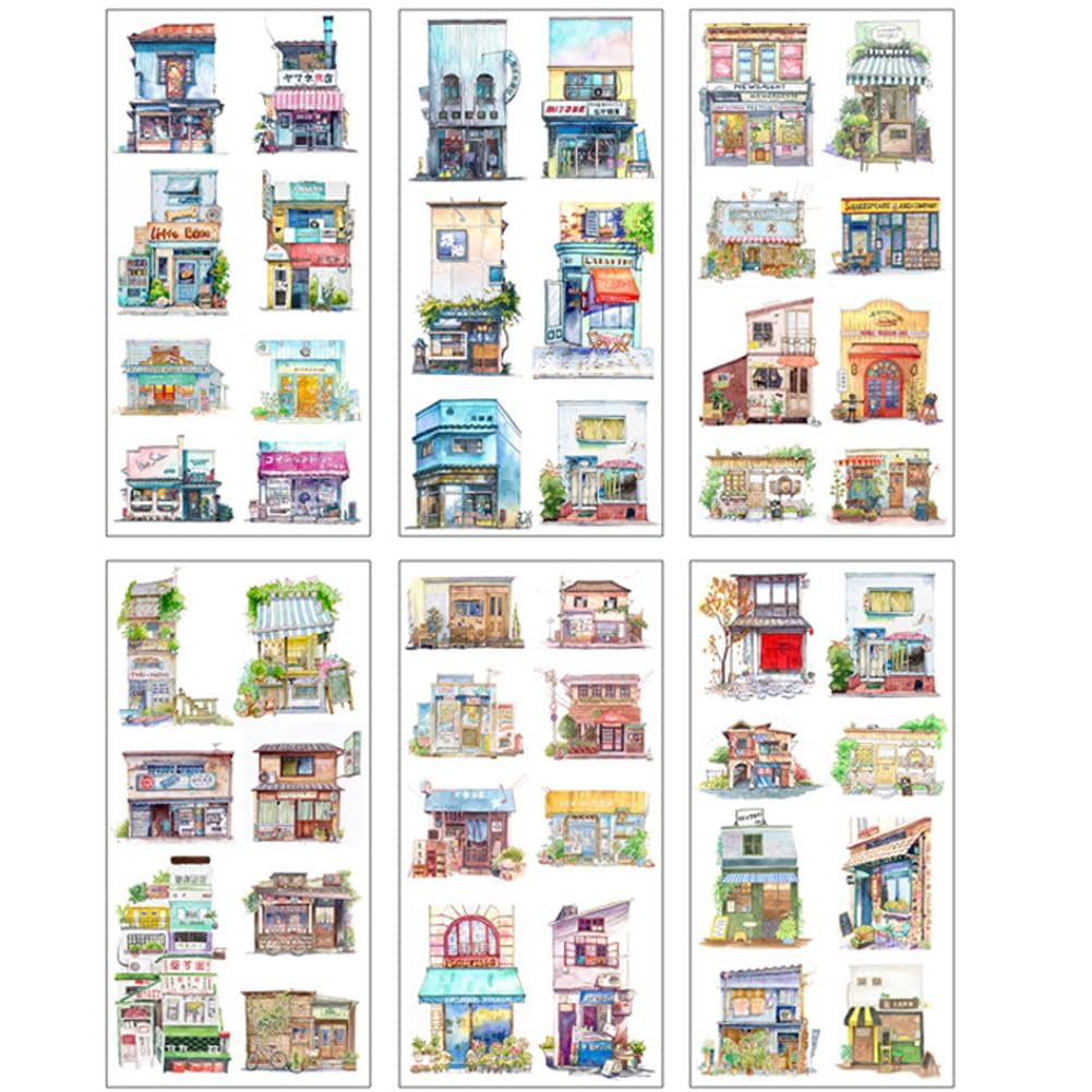 (Pack of 2) Japanese Style Washi Stickers for Scrapbooking - Cute Grocery Store Food Shop Japanese Restaurant DIY Sticker for Art Craft Project