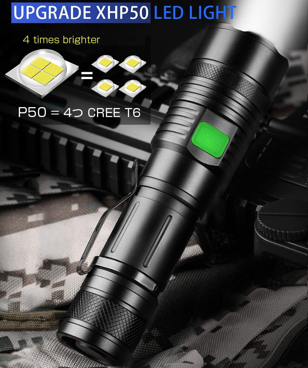 Rechargeable Flashlights Zoomable Waterproof Emergency Image