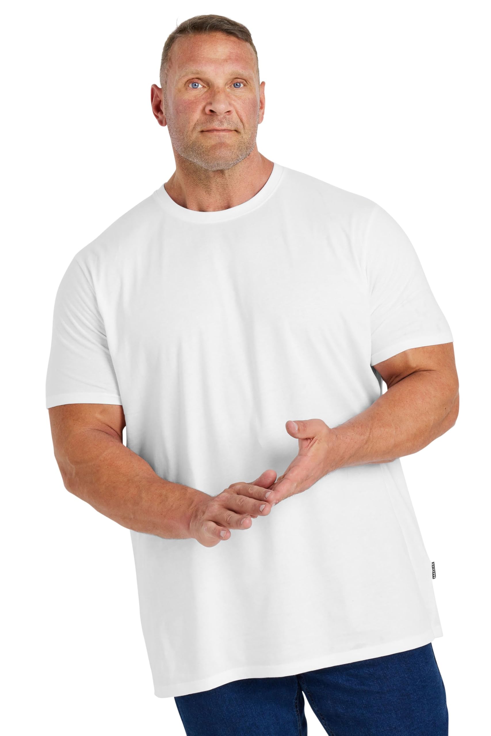 Badrhino Men's White Big & Tall Extra Long Core T-Shirt - Plus Size Curve