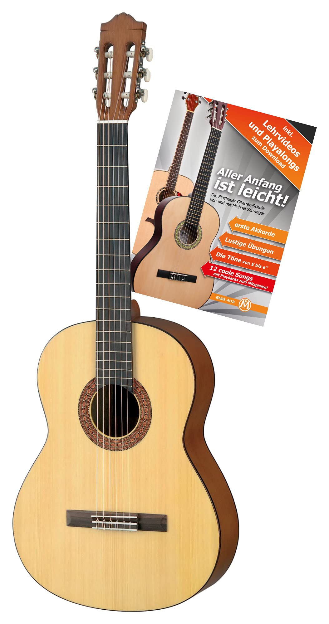 'Yamaha c40 m Guitarra de concierto (Ideal para principiantes, tapa de pícea, fondo y lateral de meranti, cuello de OTAN, incluye Guitarra Escuela "Todos Los principios de es fácil, escuela con CD y DVD) Natural Mate