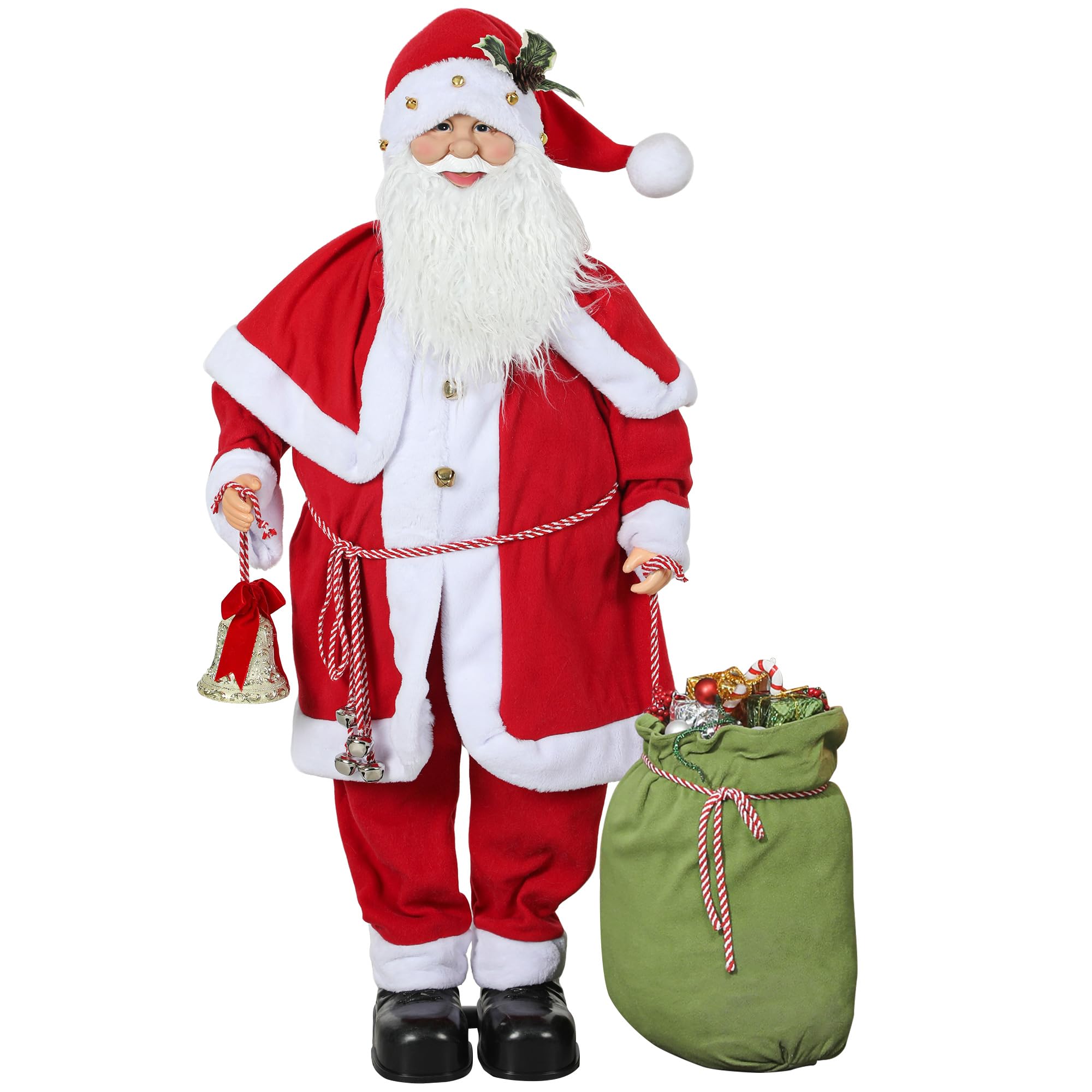 Figurine de Père Noël, Debout de Père Noël Rouge Traditionnelle 140 cm