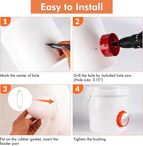 Miniatura 6 de Twinkle Star Puertos de alimentación de pollo DIY, alimentador automático de pollo con tapón, a prueba de lluvia, comederos de pollo sin residuos,