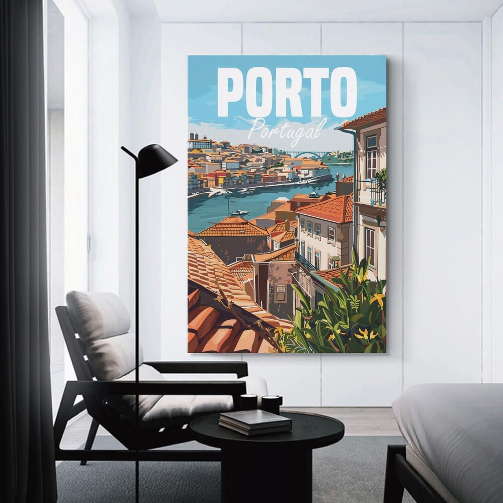 Junmoney Porto Cityscape Poster Canvas Wall Decor, 08x12inch(20x30cm), for Flats, Guest Rooms Or Compact Rooms, Decorative Canvas Decor for Home Updates