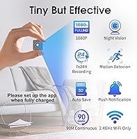 Vista 4 de Mini Hidden Camera, Spy Camera WiFi, 2K HD Long Standby Time Compact Camera with Nanny Cam, Indoor Wireless Hidden Security Camera with Mobile