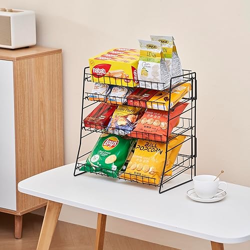 Miniatura 6 de Estante de exhibición de caramelos, soporte de exhibición de chips, estante de alambre de metal para aperitivos para tiendas, cocina, oficina,