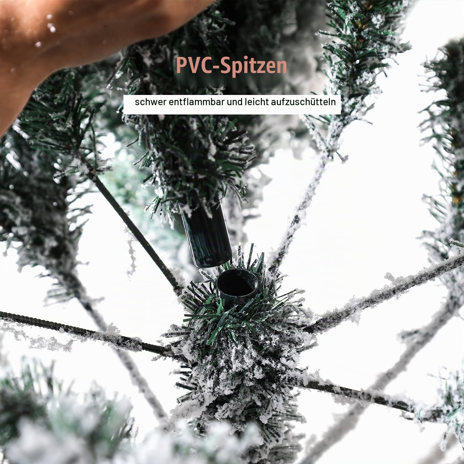 120cm Weihnachtsbaum mit Schnee Beflockt | Künstlicher Tannenbaum & Christbaum mit 340 Spitzen | Frosted Look für Weihnachtsdeko | Schnellaufbau Klappdesign,Feuerresistent